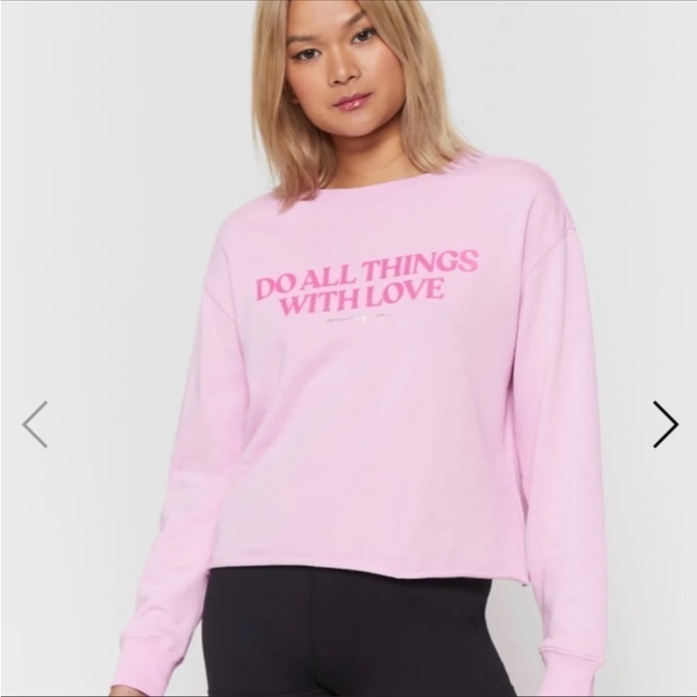 Spiritual Gangster Pink Do All Things With Love Sweatshirt XS Valentine’s Day